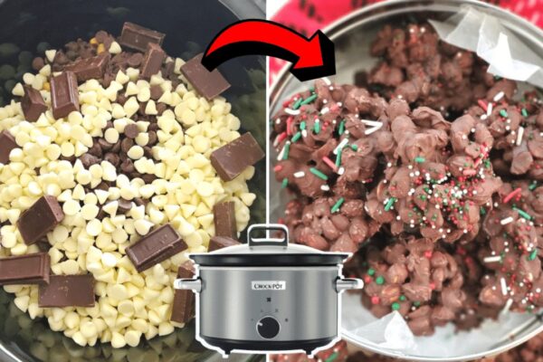 Easy Crockpot Chocolate Candy, homemade and freshly served