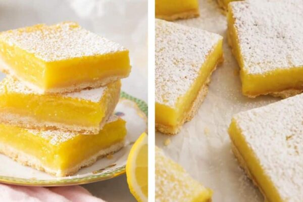 Easiest Lemon Squares, homemade and freshly served