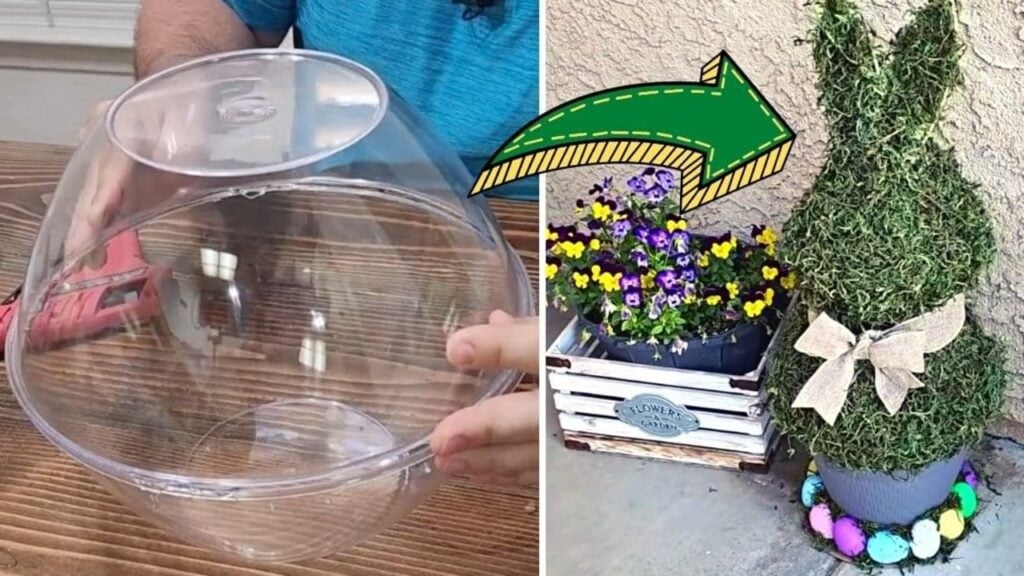 Finished Easter Porch Decor Using Dollar Store Bowls, a completed DIY project