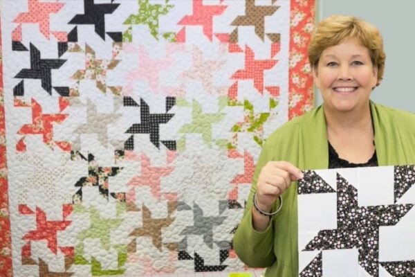 Finished Easy 2 for 1 Pinwheel Stars Quilt With Jenny Doan, a completed DIY project
