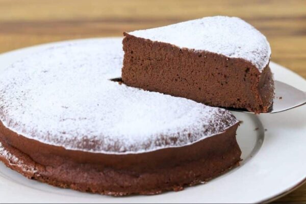 Easy 2-Ingredient Chocolate Cake, homemade and freshly served