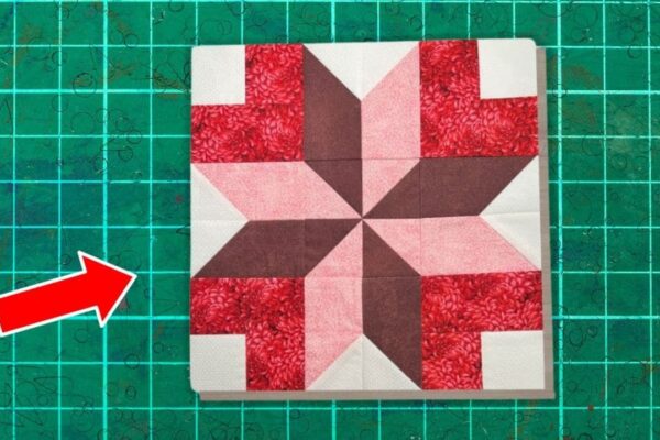 Finished Easy 3D Burst Quilt Block For Beginners, a completed DIY project