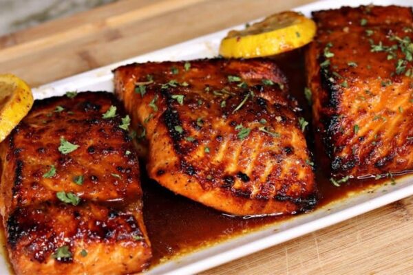 Easy Air Fried Honey Garlic Salmon, homemade and freshly served