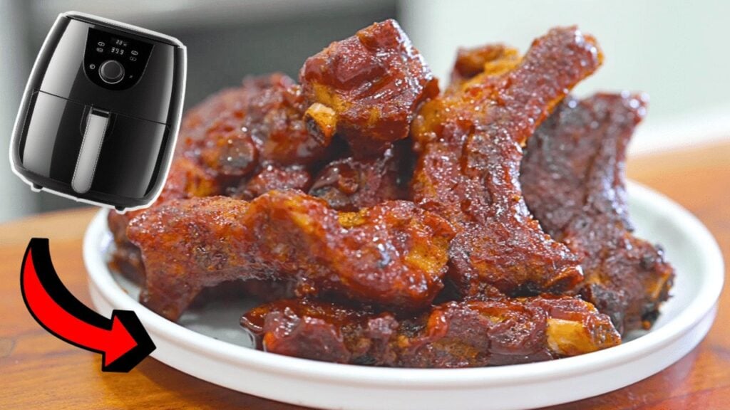 Fall-Off-The-Bone Air Fryer BBQ Ribs, homemade and freshly served