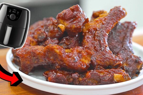 Fall-Off-The-Bone Air Fryer BBQ Ribs, homemade and freshly served