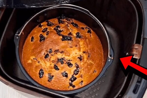 Easy Air Fryer Blueberry Lemon Cake, homemade and freshly served