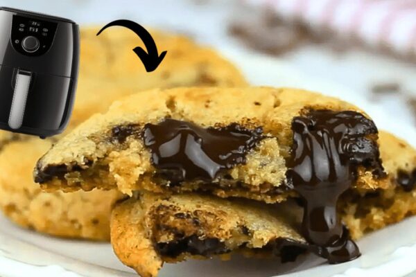 Easy Air Fryer Chocolate Chip Cookies, homemade and freshly served