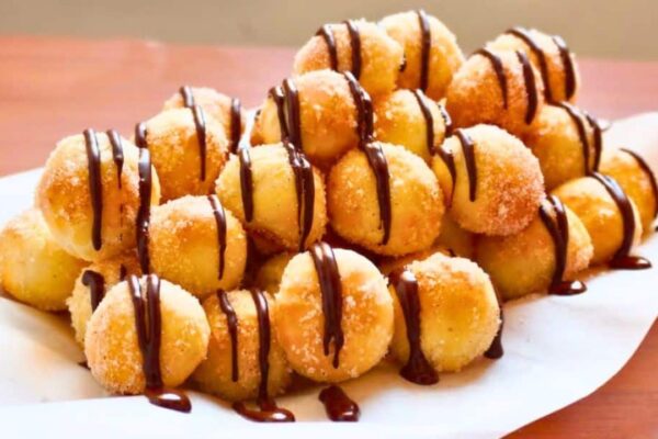 3-Ingredient Air Fryer Donut Balls, homemade and freshly served