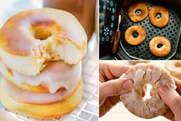 Soft Air Fryer Glazed Donuts, homemade and freshly served