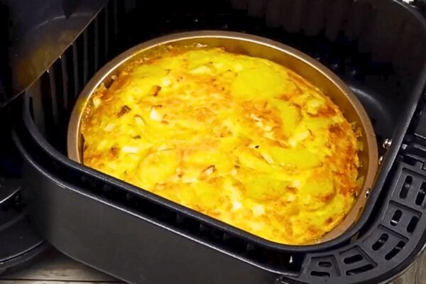 6-Ingredient Air Fryer Potato Omelet, homemade and freshly served
