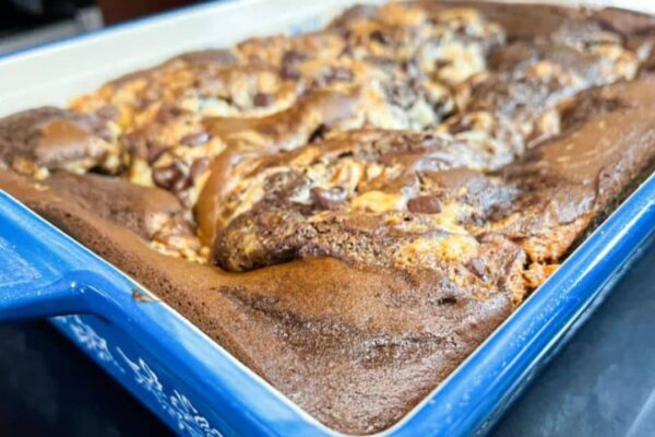 Easy Almond Joy Earthquake Cake, homemade and freshly served