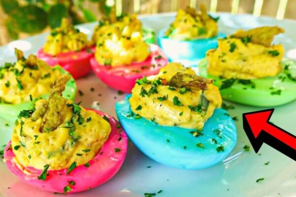 Delicious & Colorful Deviled Eggs for Easter, homemade and freshly served