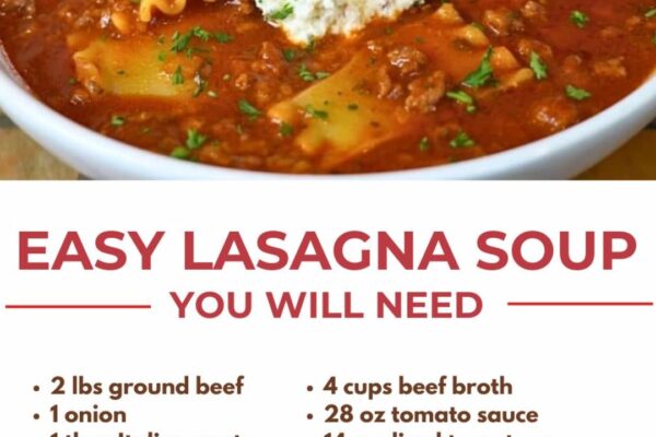Easy and Delicious Lasagna Soup, homemade and freshly served