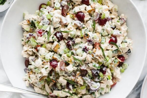Easy And Healthy Chicken Salad, homemade and freshly served