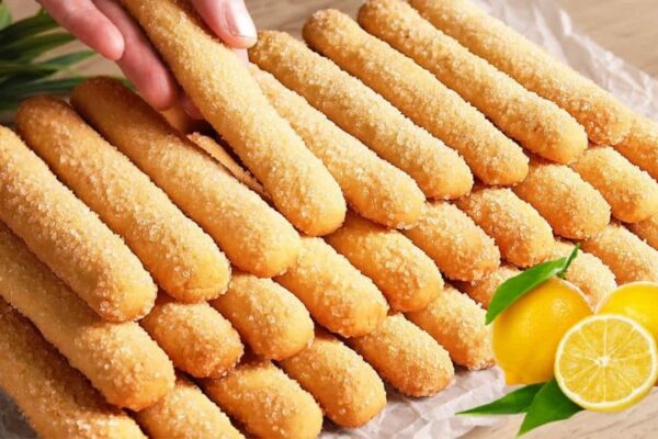Easy and Quick Lemon Stick Cookies, homemade and freshly served
