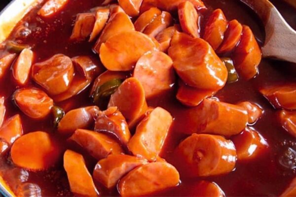 Ree Drummond's Smoked Sausage in BBQ Sauce, homemade and freshly served