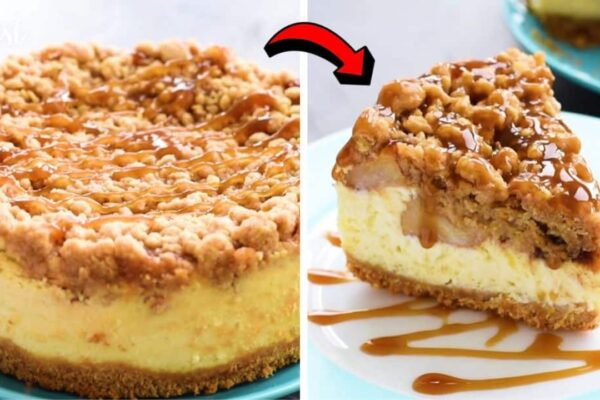 Easy Apple Cheesecake, homemade and freshly served