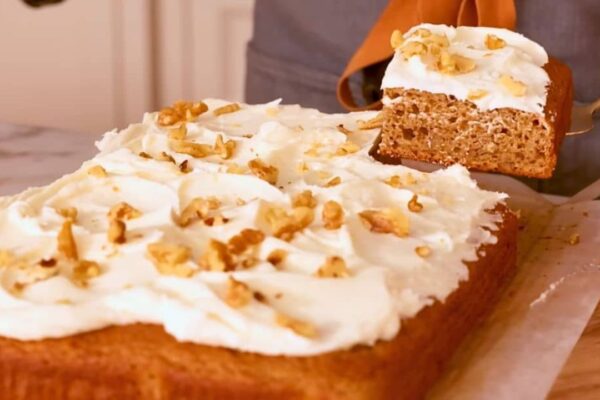 Easy Applesauce Cake, homemade and freshly served