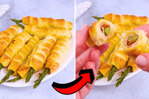 Easy Bacon Asparagus Pastry Twist, homemade and freshly served