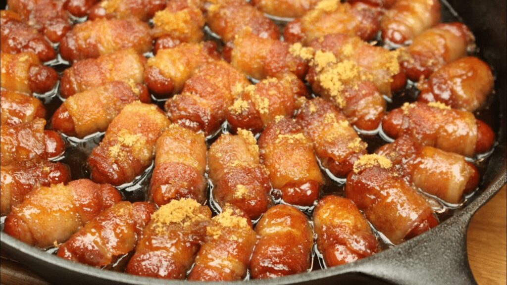 Bacon-Wrapped Lil Smokies w/ Brown Sugar, homemade and freshly served