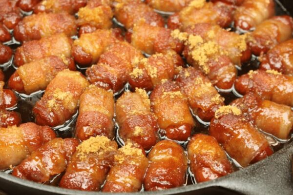 Bacon-Wrapped Lil Smokies w/ Brown Sugar, homemade and freshly served