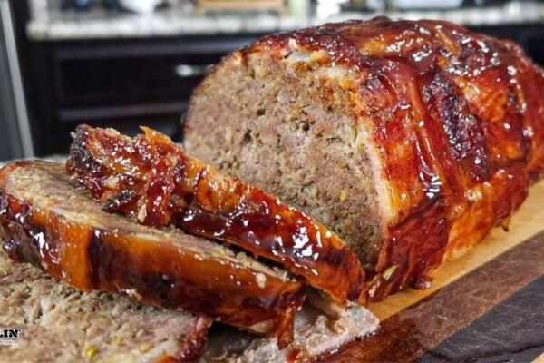 The Ultimate Bacon-Wrapped Meatloaf, homemade and freshly served