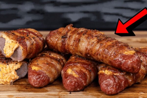 Easy Bacon-Wrapped Sausage Poppers, homemade and freshly served