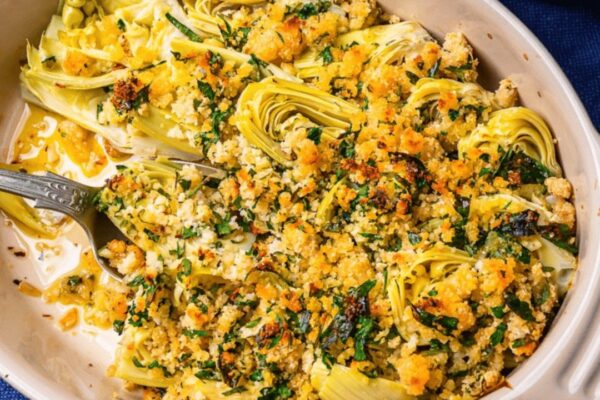 Easy Baked Artichoke Hearts, homemade and freshly served