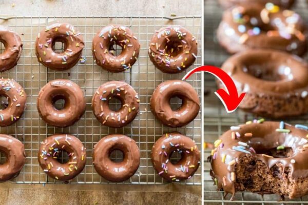 Easy-to-Make Baked Chocolate Donuts, homemade and freshly served