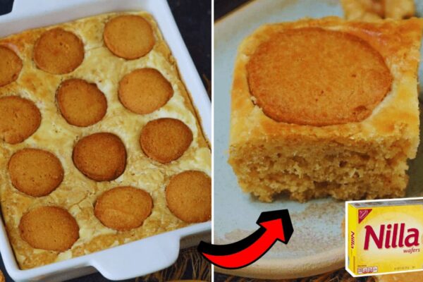 Easy Banana Pudding Brownies, homemade and freshly served