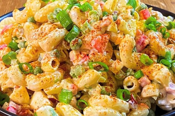 Super Easy, Creamy, & Savory Macaroni Salad, homemade and freshly served