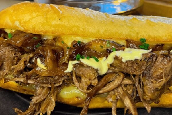 Easy Beef French Dip Sandwich, homemade and freshly served