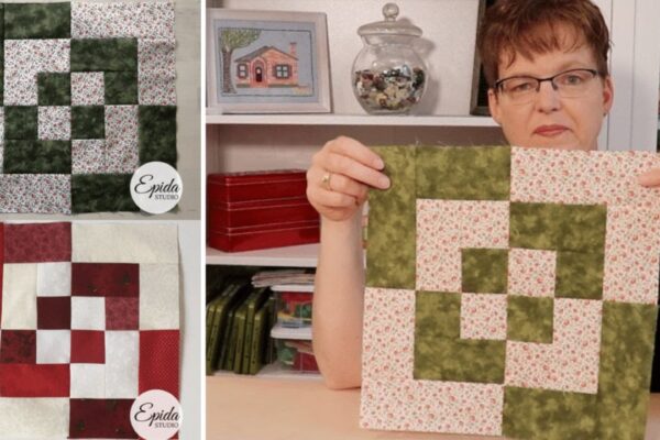 Finished Bento Box Quilt Block for Beginners, a completed DIY project