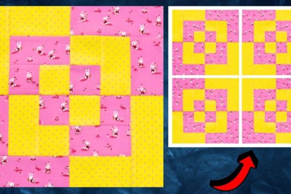 Finished Beginner-Friendly Bento Box Quilt Block, a completed DIY project