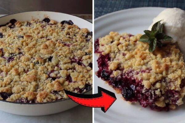A Berry Crumble Pie, homemade and freshly served