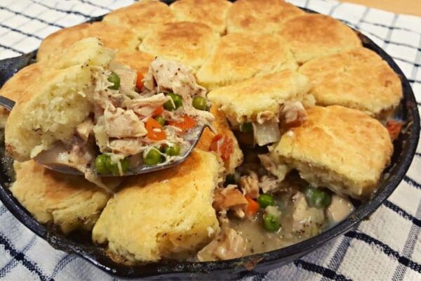 Grandma’s Biscuits & Chicken Casserole, homemade and freshly served