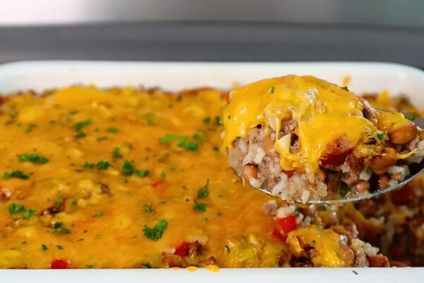 Easy Black-Eyed Peas Casserole, homemade and freshly served