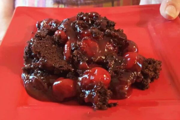 5-Ingredient Black Forest Dump Cake, homemade and freshly served