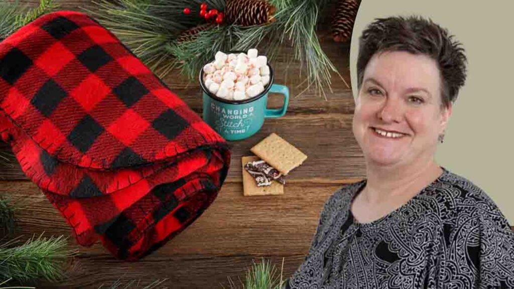 an Easy Blanket Stitch Fleece Throw