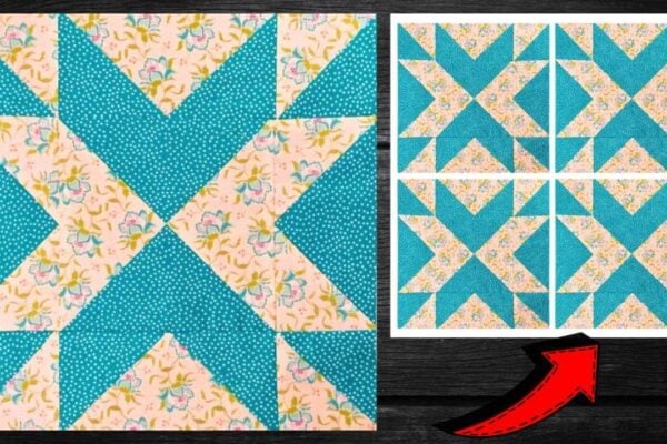 Finished Easy Blazing Arrows Quilt Block, a completed DIY project