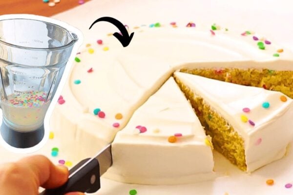 Easy Blender Vanilla Cake, homemade and freshly served