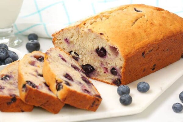 Easy-to-Make Blueberry Banana Bread, homemade and freshly served