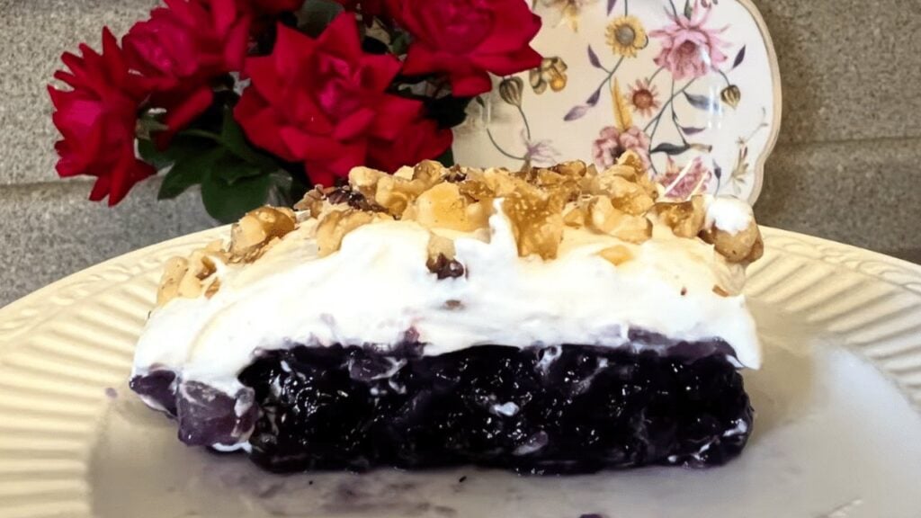 Easy Blueberry Jell-O Salad, homemade and freshly served