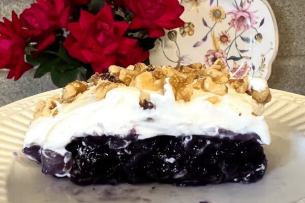 Easy Blueberry Jell-O Salad, homemade and freshly served