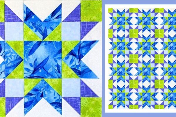 a Blueberry Pie Quilt Block, homemade and freshly served