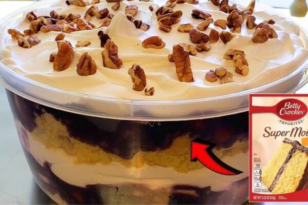 Easy Blueberry Punchbowl Cake, homemade and freshly served