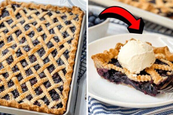 Easy Blueberry Slab Pie, homemade and freshly served