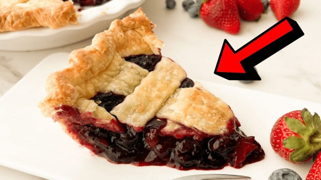Easy Blueberry Strawberry Pie, homemade and freshly served