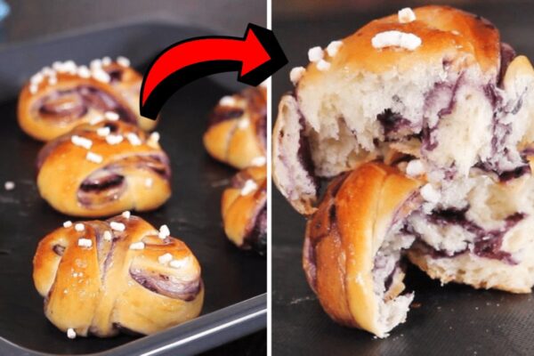 Easy Blueberry Swirl Buns, homemade and freshly served