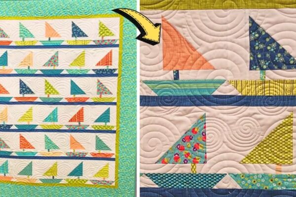 Finished Easy Boat Sail Quilt Block, a completed DIY project
